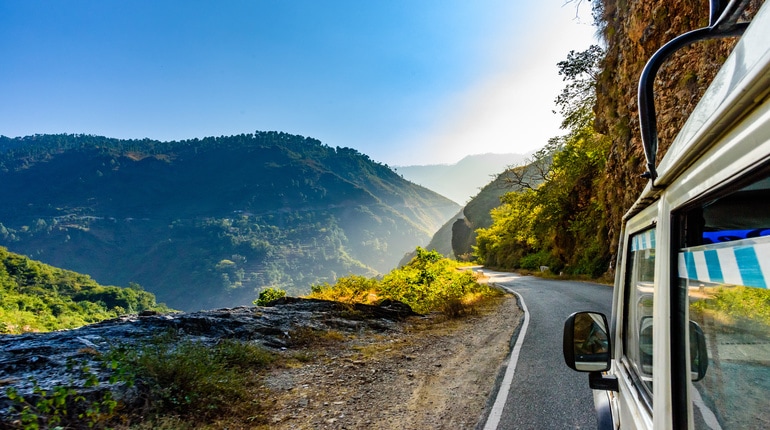 View from a minibus travelling into the Himalayas