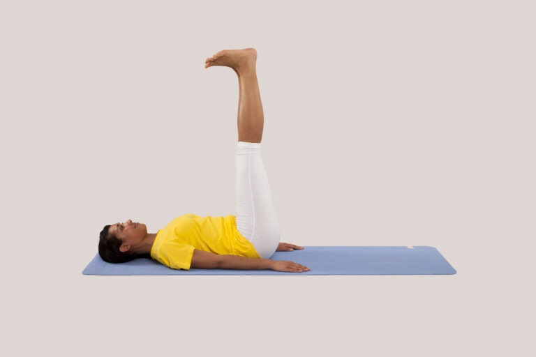 Lying on your back, lift the legs 90 degrees