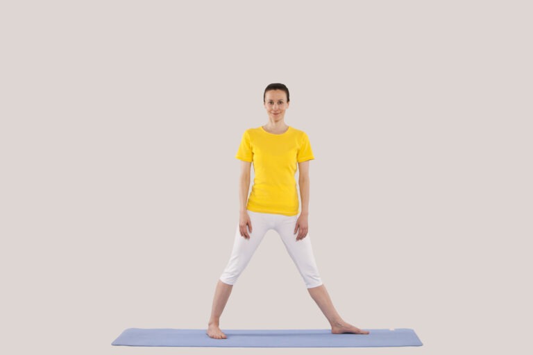 First step in Triangle pose