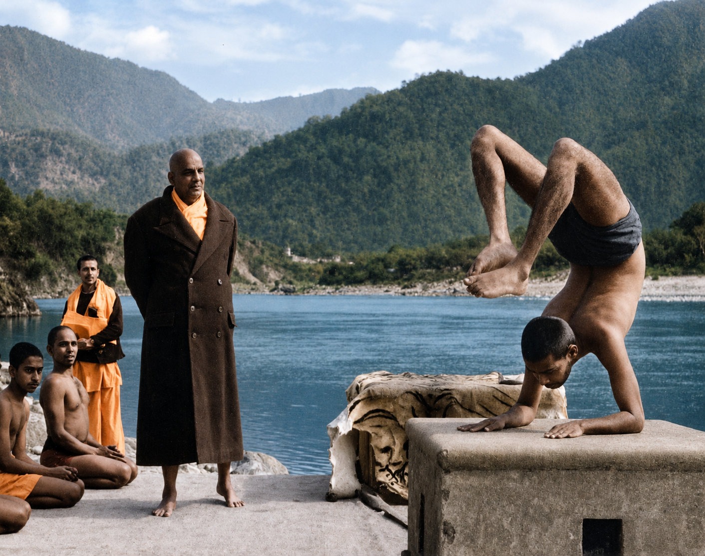 Swami Sivananda and Swami Vishnudevananda in Rishikesh